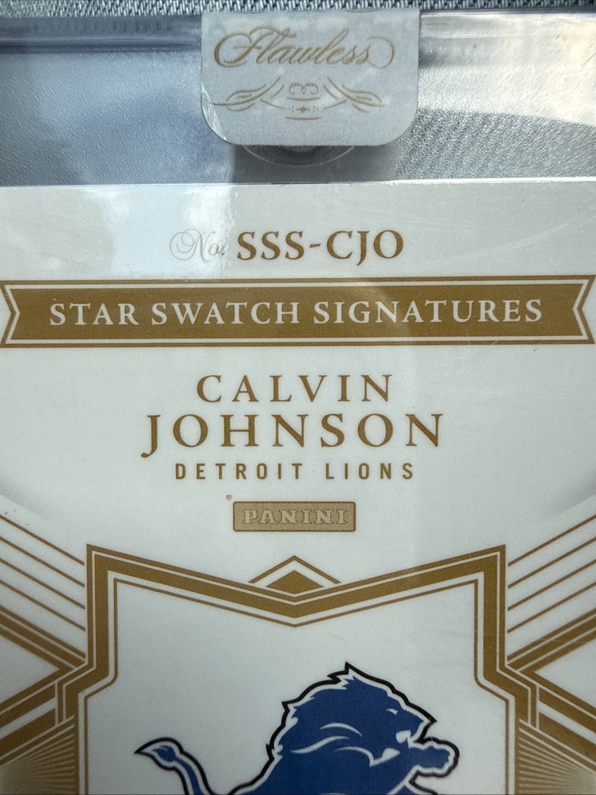 2025 FLAWLESS CALVIN JOHNSON AUTO ON CARD 2 COLOR PATCH AUTOGRAPH # 15/15 SEALED view 5