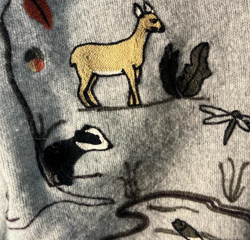 Cárdigan Woolovers Autumn Wanderer lana de cordero para mujer animales del bosque mediano Foto 2 de 4