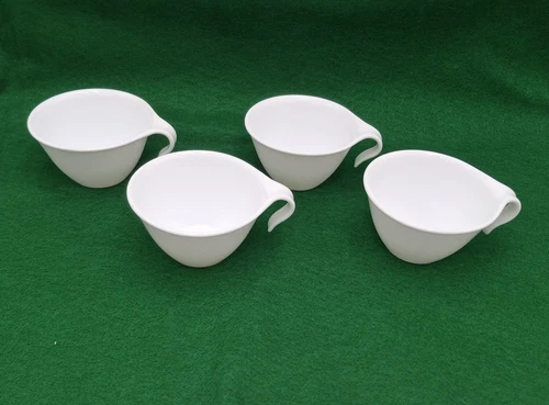 Set of 4 Vintage Corelle Winter Frost White Hook Handle Coffee Mugs Tea Cups