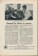Magazine Ad - 1923 - AT&T / Bell System - Owned by those it serves