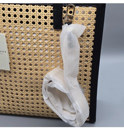 NWT Women TED BAKER LONDON Flo June Wicker Tote Black Rattan Handles & Crossbody - Picture 14 of 19