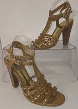 Carlos Santana Gingseng Gold Accent Gladiator Strappy Sandals Women's Size 9.5M