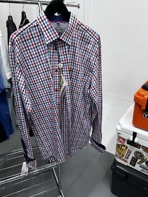 Mods Of Norway Pink White Checkered Long Sleeve Button Down Shirt