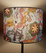 *FREE POSTAGE!!* LAMPSHADE liberty fabric Grayson Perry design. blue. 30cm 