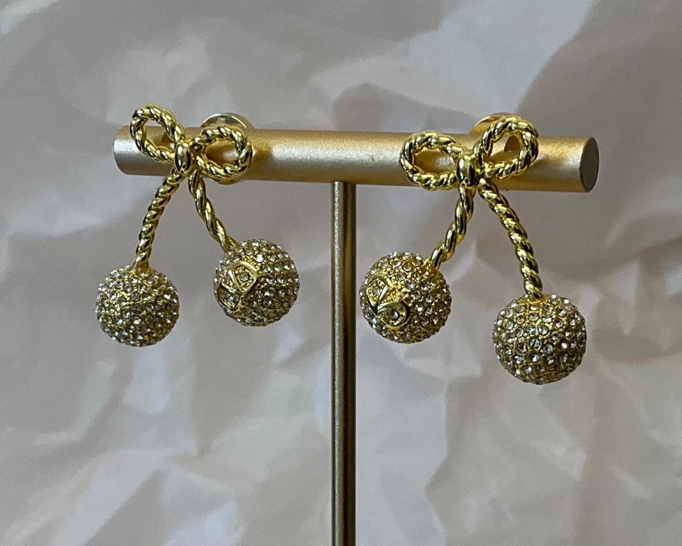 Valentino. Gold plated ‘ cherry ‘ earrings with crystals  # 351 - Image 3 of 4