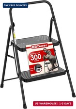 HBtower 2 Step Ladder, Step Stool with Wide Anti-Slip Pedal, Step Ladder Folding