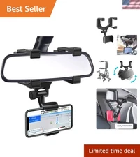 Lightweight Black Car Phone Mount - 360° Swivel & Easy Installation for Safety