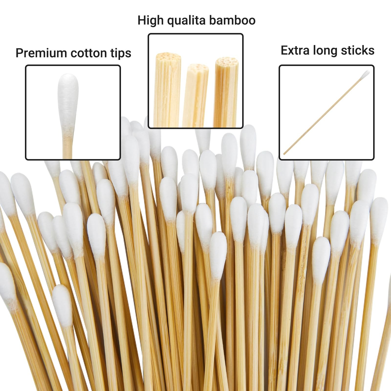 1000 Count 6 Round-tip Long Cotton Swabs Durable Stem, Lint- Free Gun Cleanin...