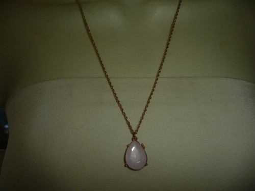DELIQUET PENDANT OPALESCENT TEAR DROP W GOLD TONE CHAIN NECKLACE #26/28 - Picture 2 of 5