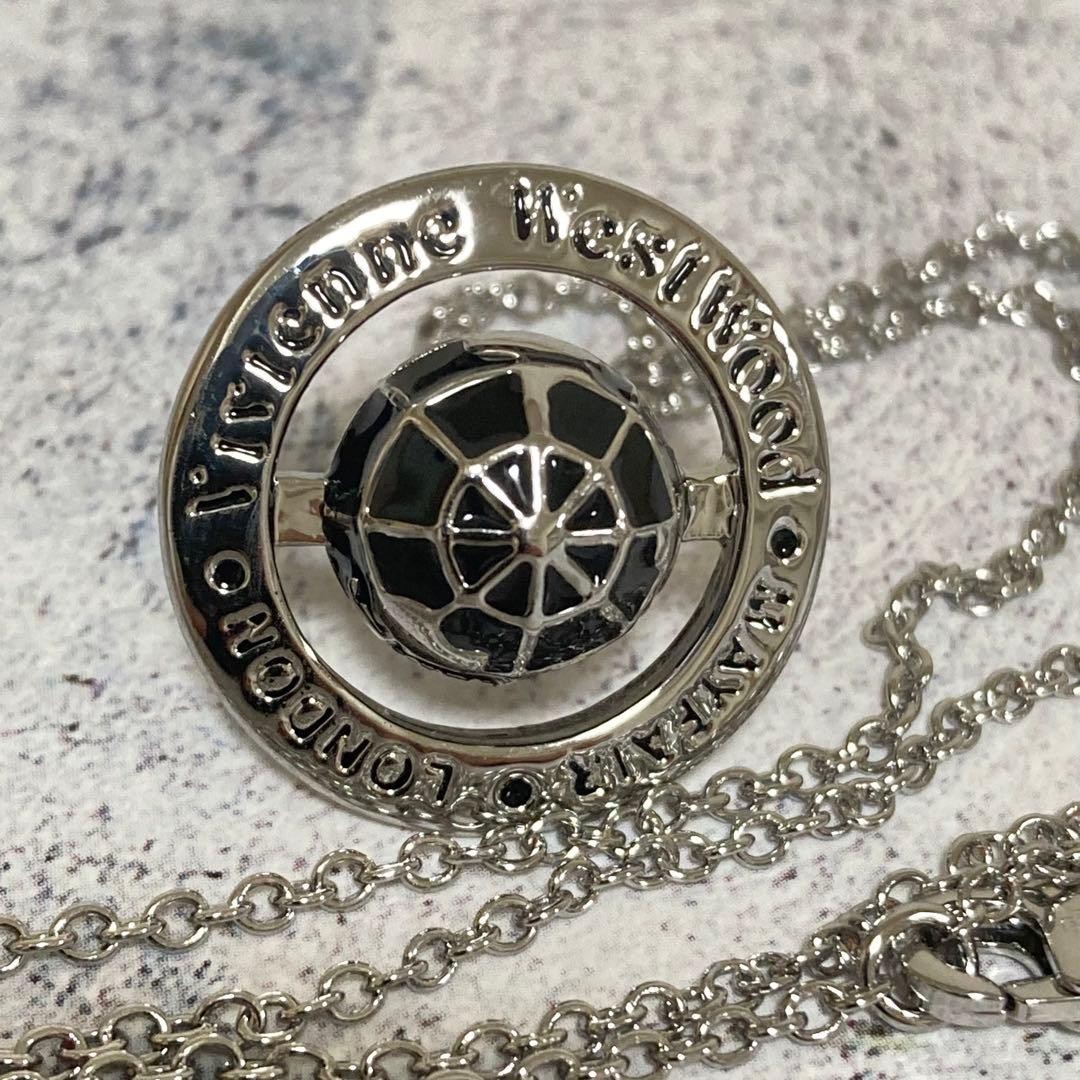 Vivienne Westwood Necklace Galileo Orb Silver black w/Pouch NO BOX