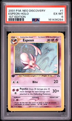 Espeon (1st Edition) graded PSA 6 for sale on eBay