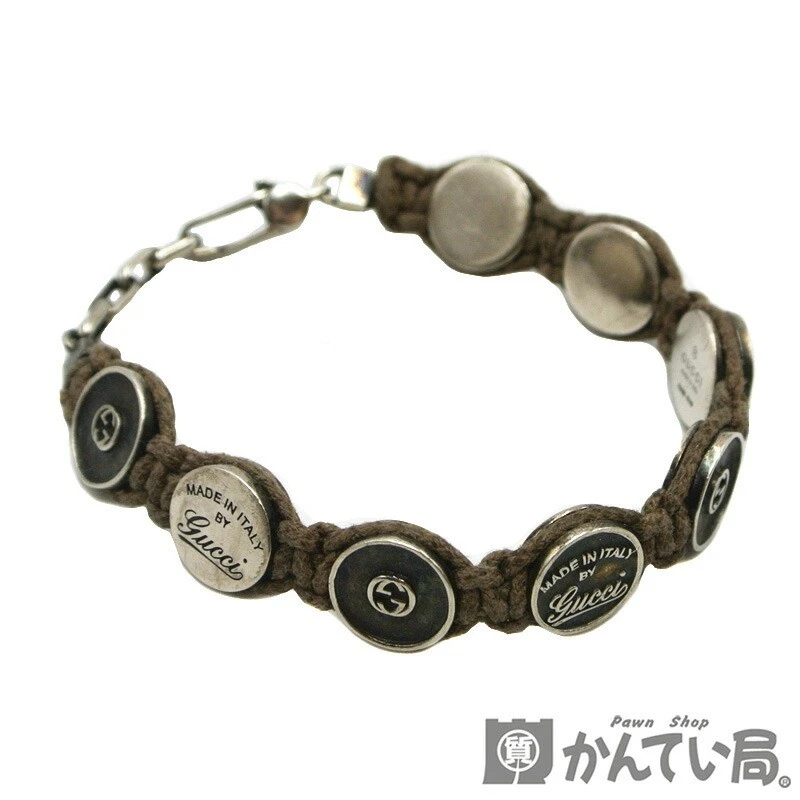 Bracelet pièce logo icône GUCCI argent 925 accessoires homme femme occasion B