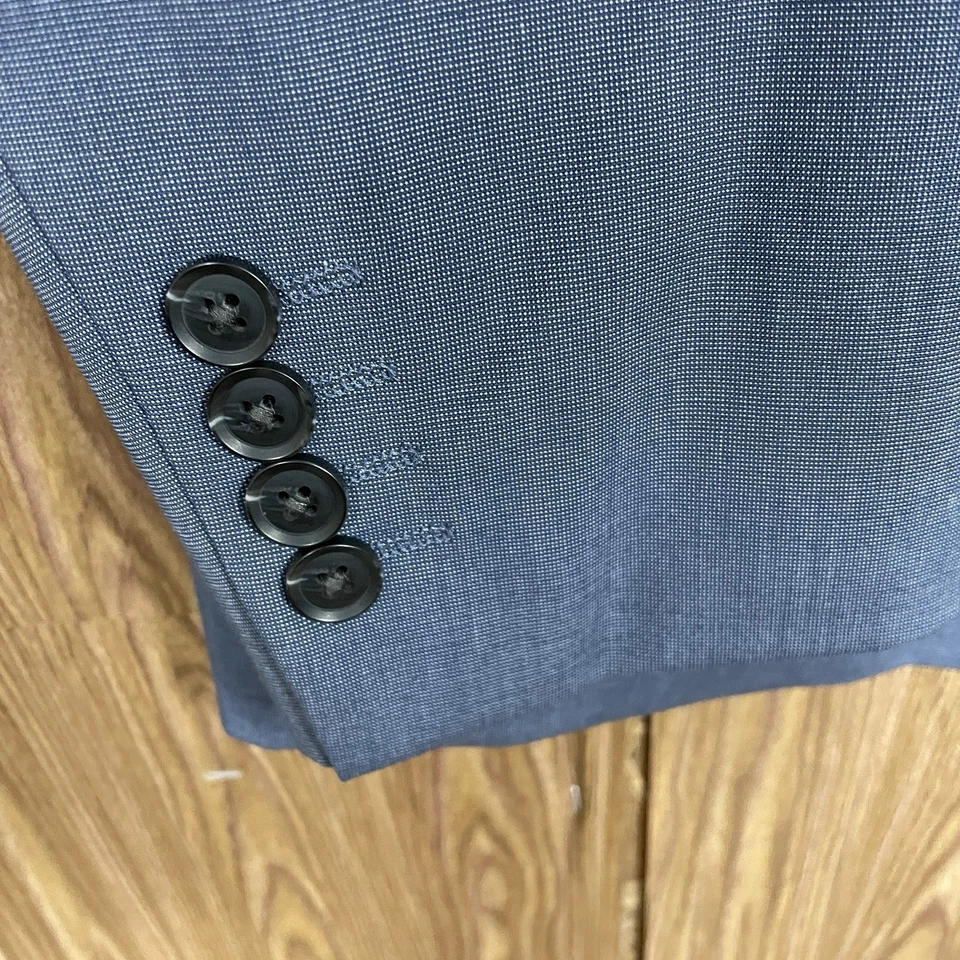 Abrigo deportivo J Ferrar para hombre 44R delgado azul poliéster liso doble ventilación dos botones Foto 4 de 4