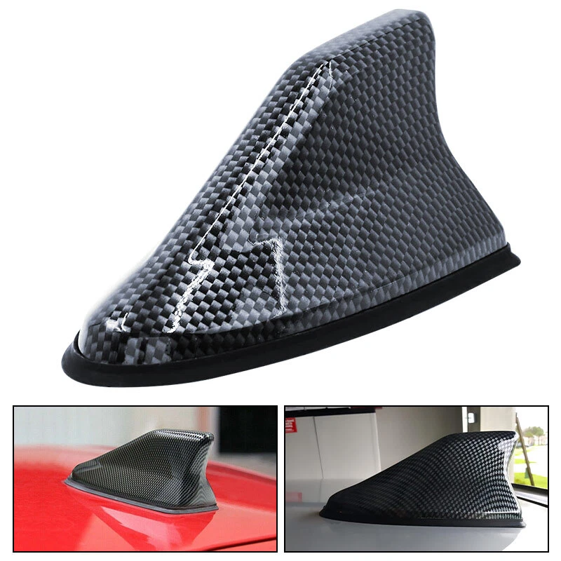 Shark Fin Roof Car Antenna Carbon Fiber Radio FM/AM Antena Cover Trim Waterproof - Image 2 of 4