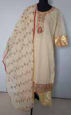 Embroidered Art Silk Straight Suit in Light Yellow
