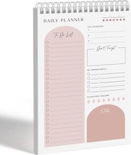 Daily Planner To Do List Notepad 60 Undated 6 inches X 9 inches, Coral