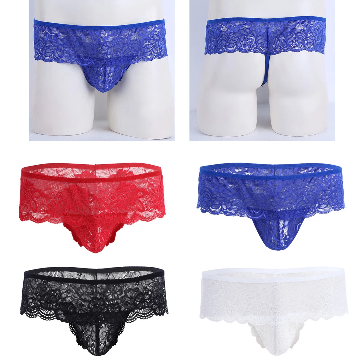 Men Lingerie Underwear Lace Boxer Briefs Shorts Pouch Sissy G