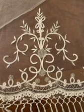 Sue Wong Shawl Scarf Large Ivory Beige Beaded Sequin Lace Wedding Bridal NEW G