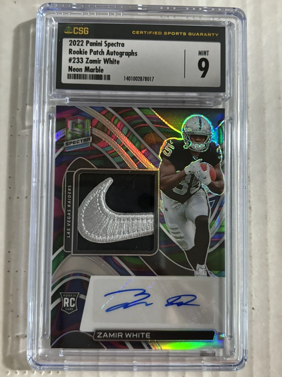 Zamir White Panini Spectra #233 Rookie Patch Autograph-Neon Marble