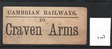 Cambrian Railways CR - Luggage Label (107) - Craven Arms