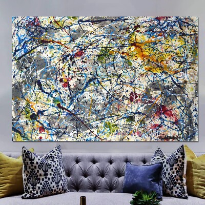 64 X44  Pollock/Richter style canvas painting Acrylic,Abstract, Modern,X Large