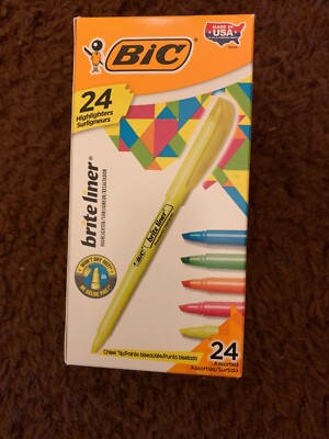 BIC Brite Liner Highlighter, Chisel Tip, Assorted Colors, 24-Count