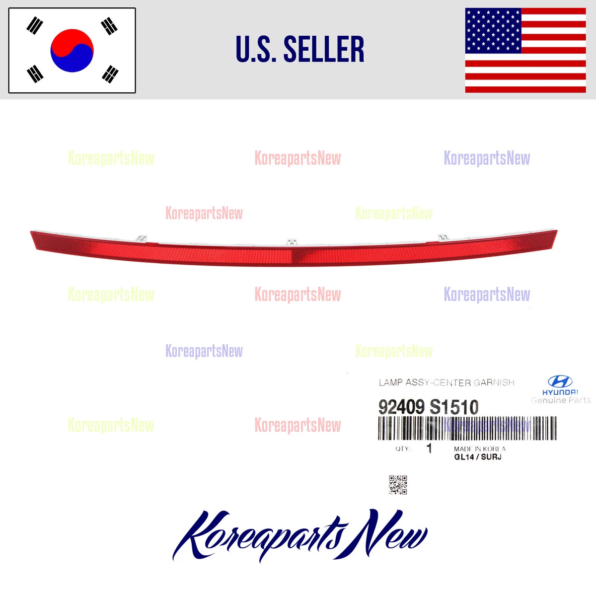 REAR BUMPER Lamp Center Reflector 92409S1510 ⭐OEM⭐ Hyundai Santa  