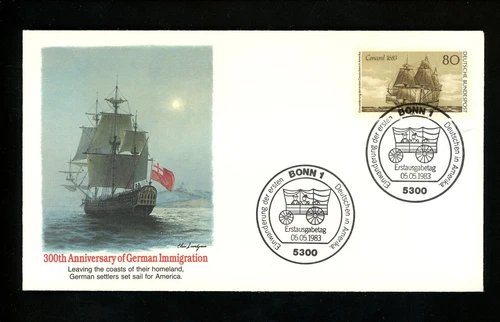 Postal History Germany #1397 FDC Fleetwood German Immigration to US 1983 Bonn
