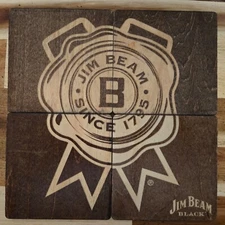Jim Beam Black Wood Beverage Coasters Bar Wear Jack Daniel's Evan Williams