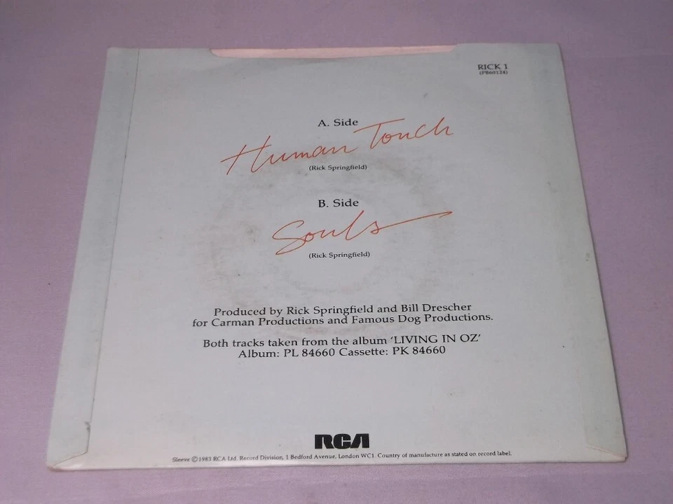 Rick Springfield: Human Touch orig UK EX 7" - Image 3 of 4