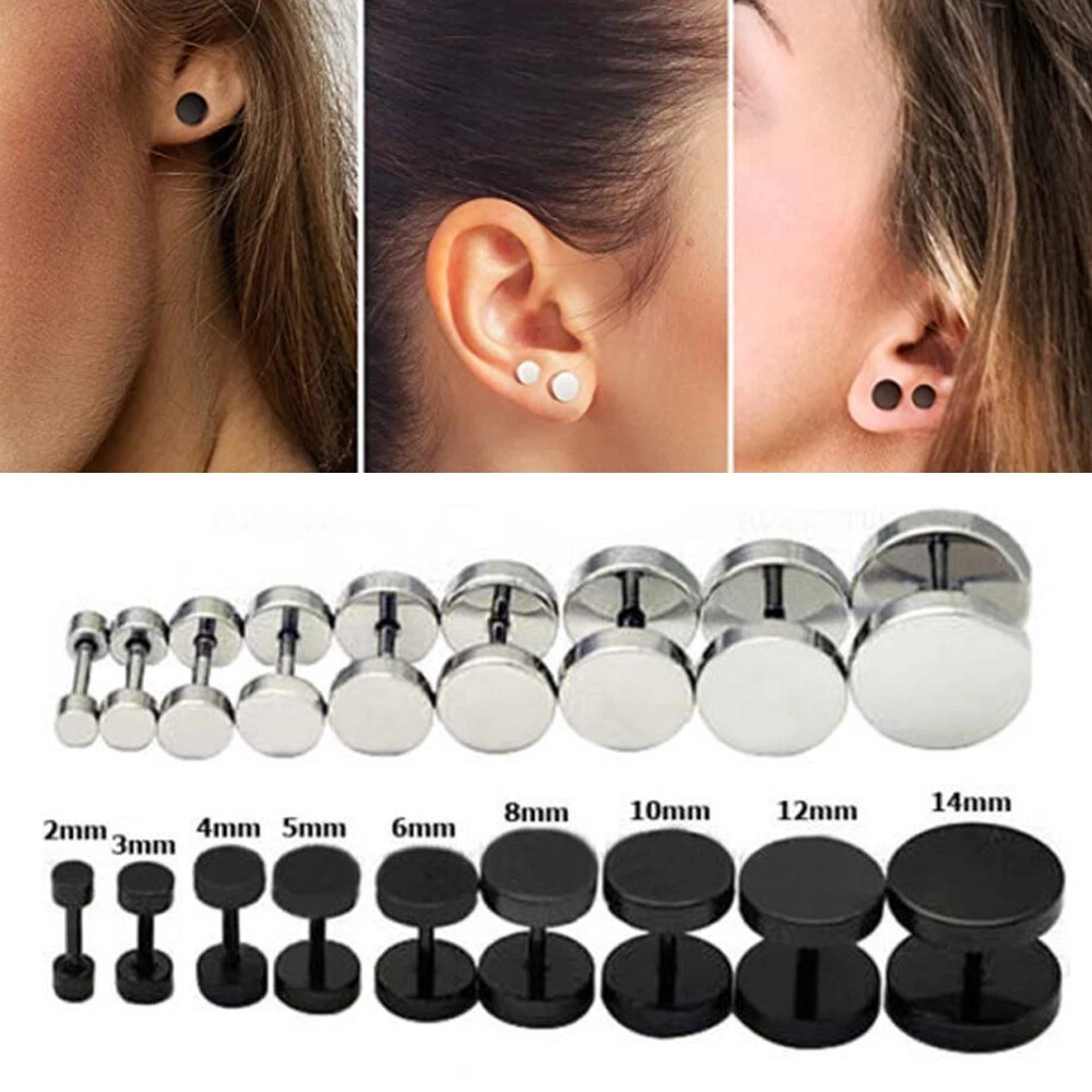 2PCS Surgical Steel Flat Back Disc Stud Earrings Cartilage Helix Ear  Piercing