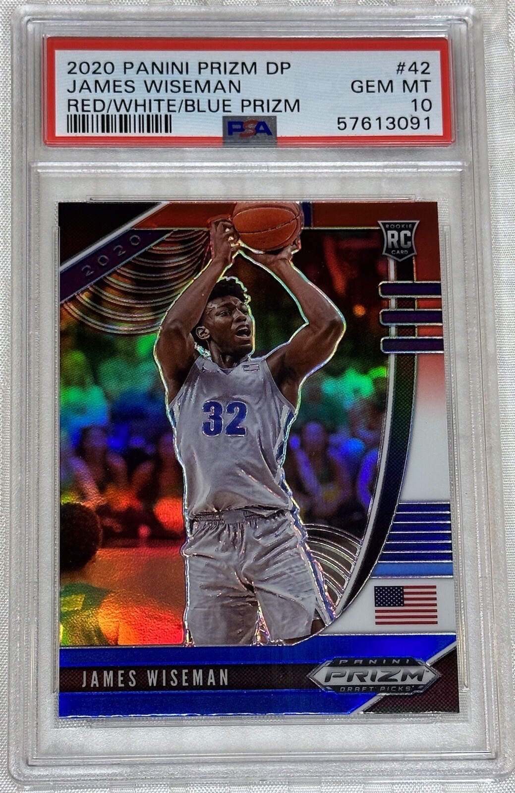 2020 PRIZM DRAFT ROOKIE RED WHITE BLUE JAMES WISEMAN RC PSA 10 Gem Mint