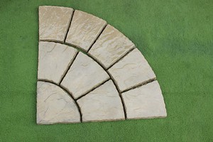 90 degree corner / Quarter circle patio yorkshire buff stone set 900mm