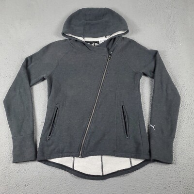 PUMA Sweater Womens Small Gray Full Zip Up Hoodie Sweatshirt Ladies