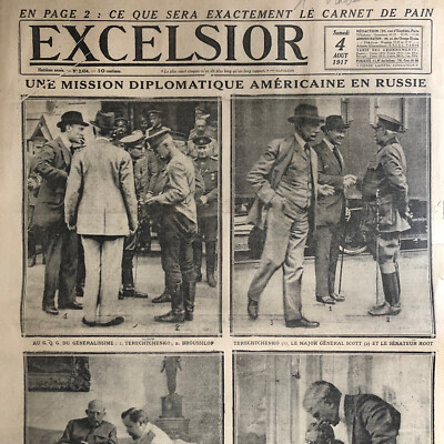 EXCELSIOR WW1 04 08 1917 US Russia Scott ROOT Bertron Broussilof Judson Journal
