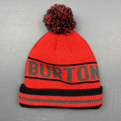 Burton Beanie Hat Red Black Pom Knit Snowboard Ski Winter Cap Unisex Warm Casual - Picture 6 of 7