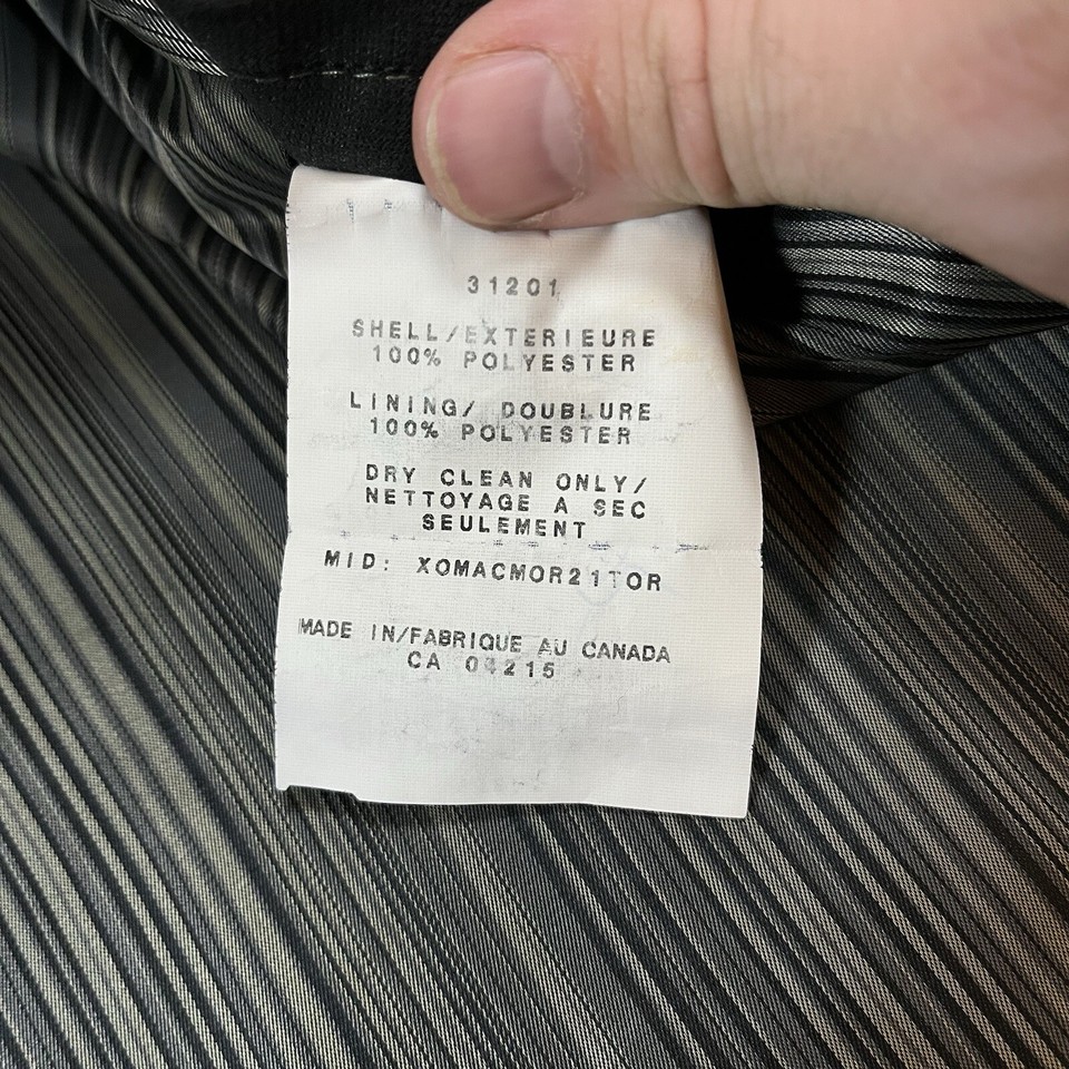 Mac Mor Black Chore Coat Jacket Polyester Faux Suede Size Large Striped