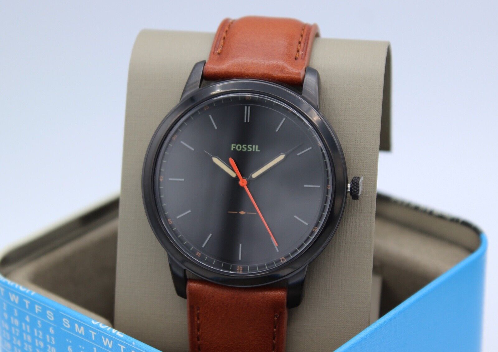 New Authentic Fossil The Minimalist Slim Black Brown Leather Men's Fs5305 Watch