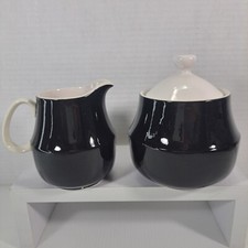 Vintage MCM Japan Mikasa Cera Stone Lidded Sugar Bowl Back  Creamer White