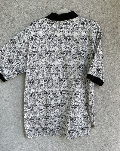 Bimini Bay Outfitters Hawaiian Shirt Mens Large Polo Black White Marlin Fishing - Picture 14 of 14