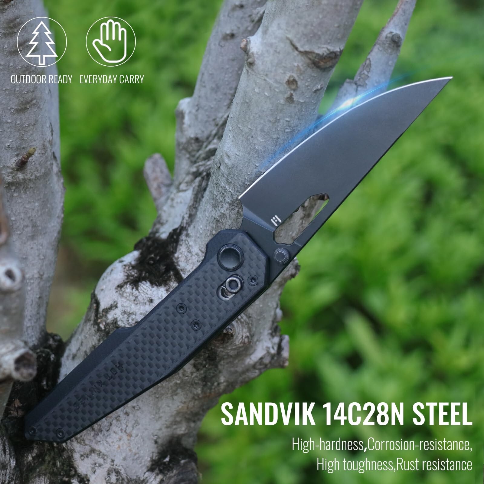 HIGHTRON Sharplyn Pocket Knife EDC Knife-Pocket Folding Knife, 14C28N Steel B...