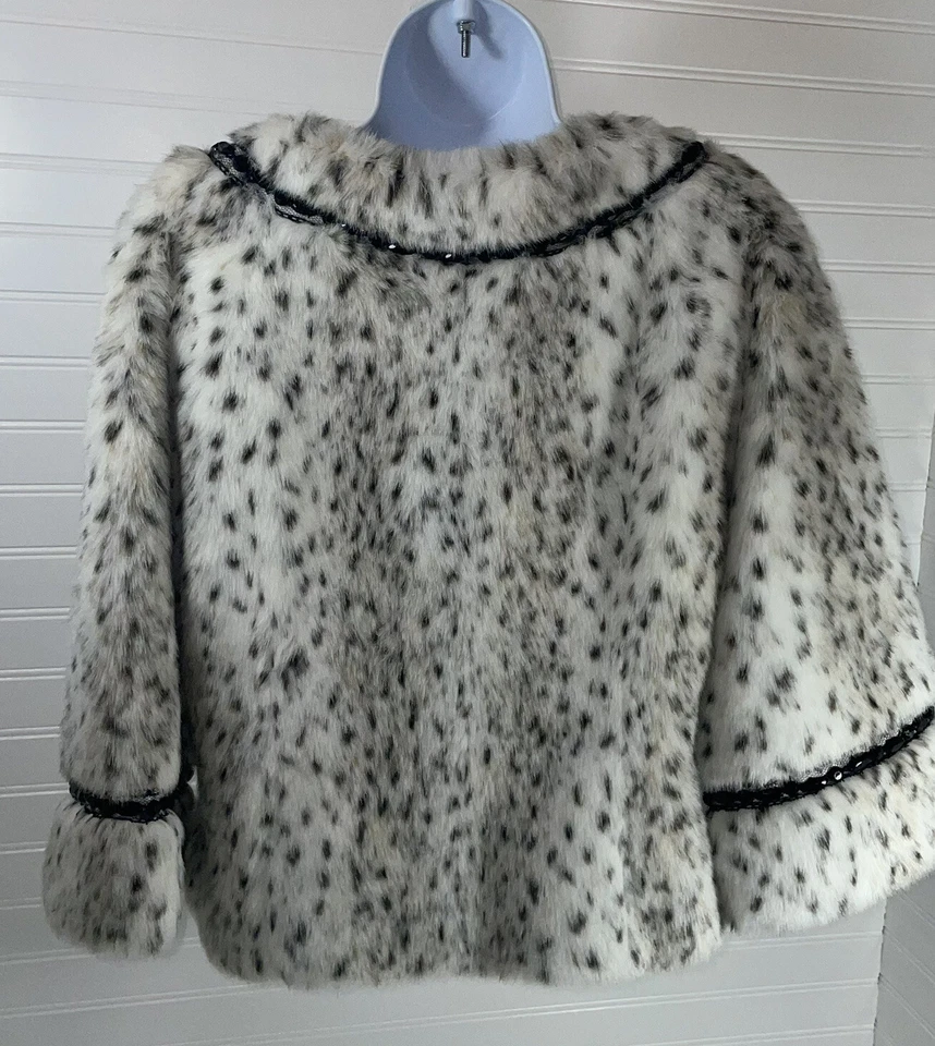 ABRIGO DE PIEL SINTÉTICA ANIMAL MANGAS CORTAS DE LUJO CLÁSICO DE TERRY LEWIS TALLA PS Foto 3 de 4