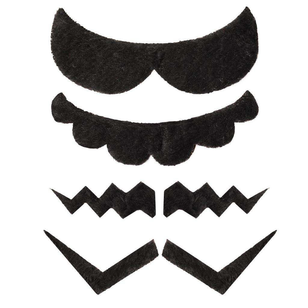 Foxxeo Schnurrbärte Set – 6 Verschiedene Oberlippenbärte In Schwarz, Grau, Blond – Für Karneval, Fasching & Kostümpartys