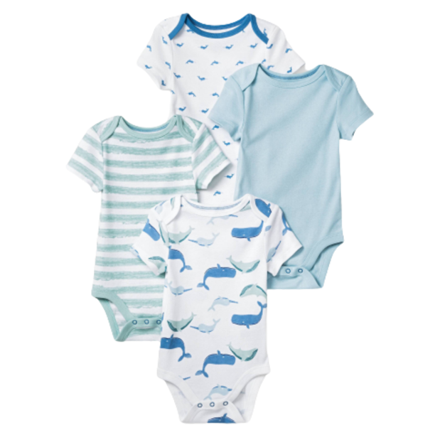 4 Pack Cloud Island Baby Boys 3-6M Blue Short Sleeve Onesies