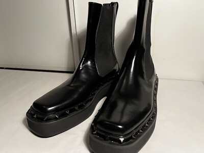 Valentino Garavani Black Leather M-way Rockstud Boots EUR 39 1/2  W/US 9 M/US 7