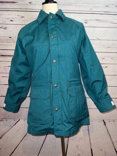 Woolrich Full Zip Coat Chore Jacket Small Wool Vintage Plaid Lining USA Green