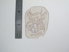 vtg 1960s 70s Tattoo Flash acetate stencil 3 Mushroom Toadstool signed SHR1