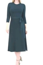 Eliza J Fit & Flare Women's Size 8 Sweater Dress Green Belted New with Tags 