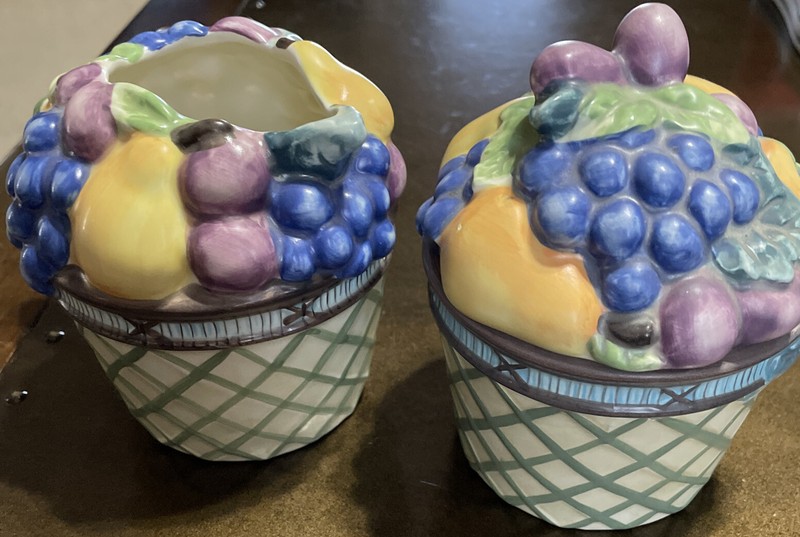 Mikasa Garden Harvest Fruit Basket Creamer & Sugar Vintage