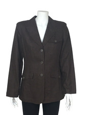 Apostrophe Sz 8 Dark Brown Pure Linen Front Pockets Classic Style Blazer/Jacket